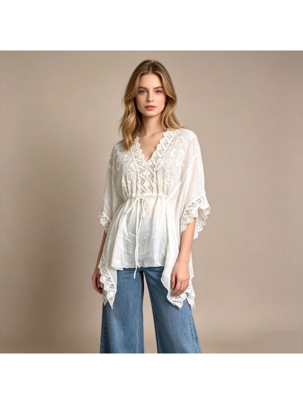 NWOT Johnny Was 4 Love And Liberty Silk Floral Embroidered Kaftan Blouse Sz S